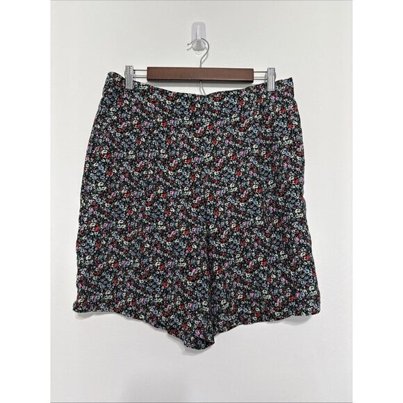 LOFT Size L Fluid Pull On Shorts Floral Print High Rise Pockets NWT - Picture 1 of 12